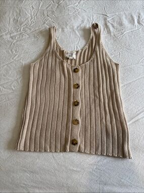 Hippie Rose Chunky Ribbed Knit Button-Front Tank Top Size Medium